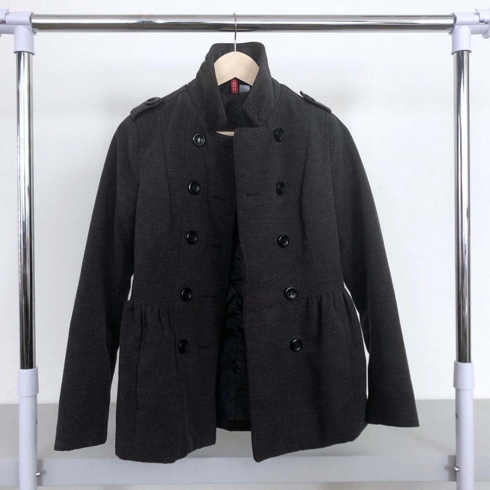 H&M Grey Double Breasted Button Up Peacoat